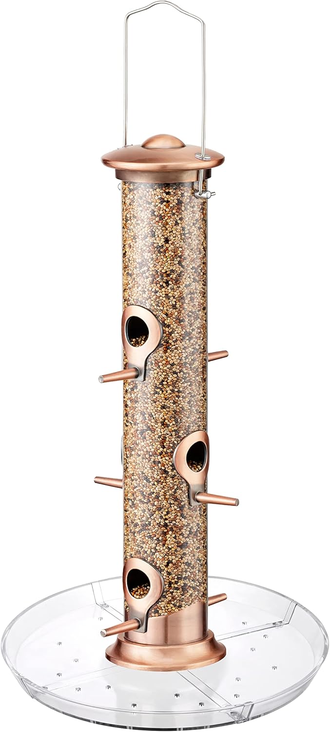 iBorn Bird Feeders Seed Catcher for Outside Hanging 6 Port Bird Feeder