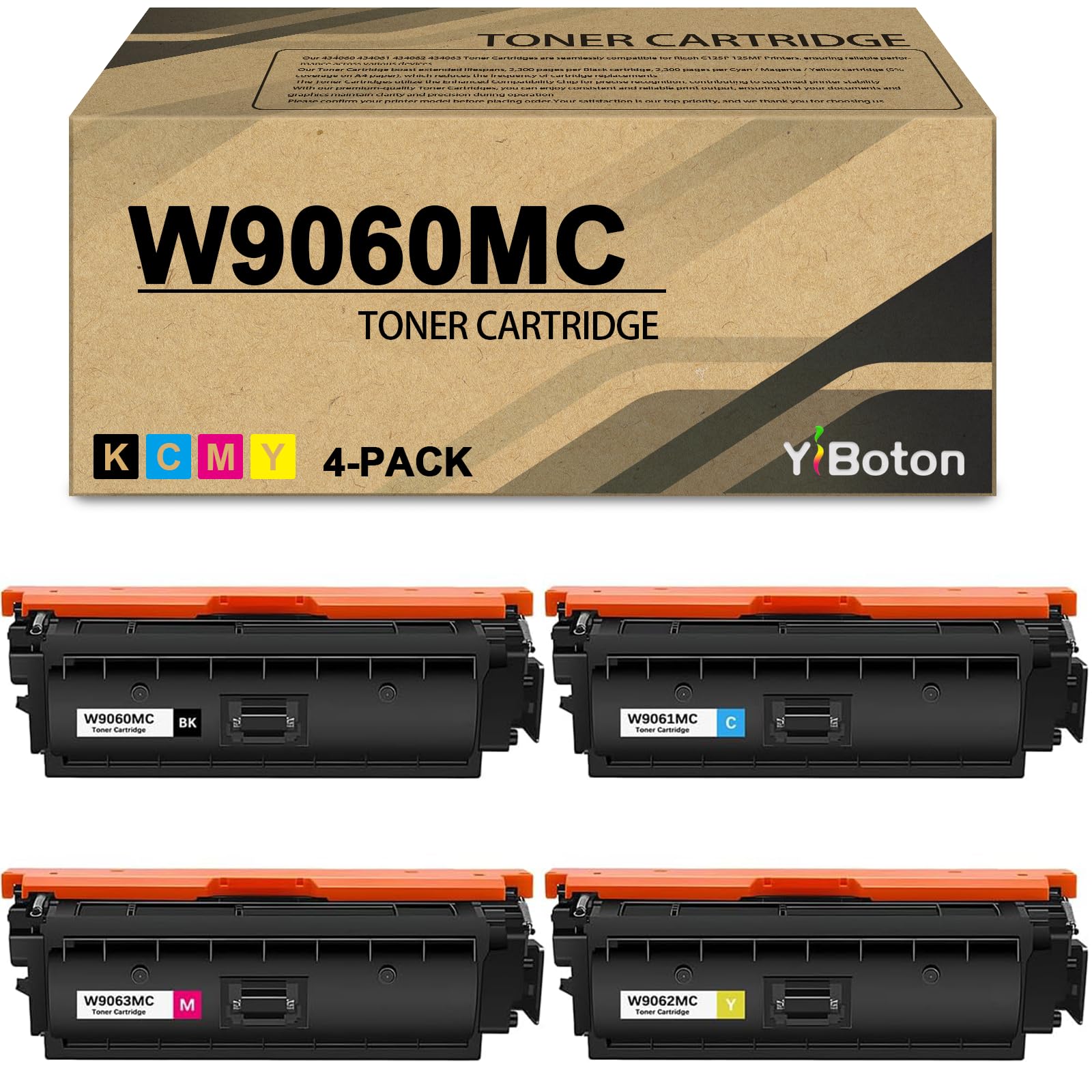 High Yield W9060MC W9061MC W9062MC W9063MC Toner Cartridge | Replacement for Managed E55040DW E57540dn E57540C Printer (4-Pack Black Cyan Magenta Yellow)
