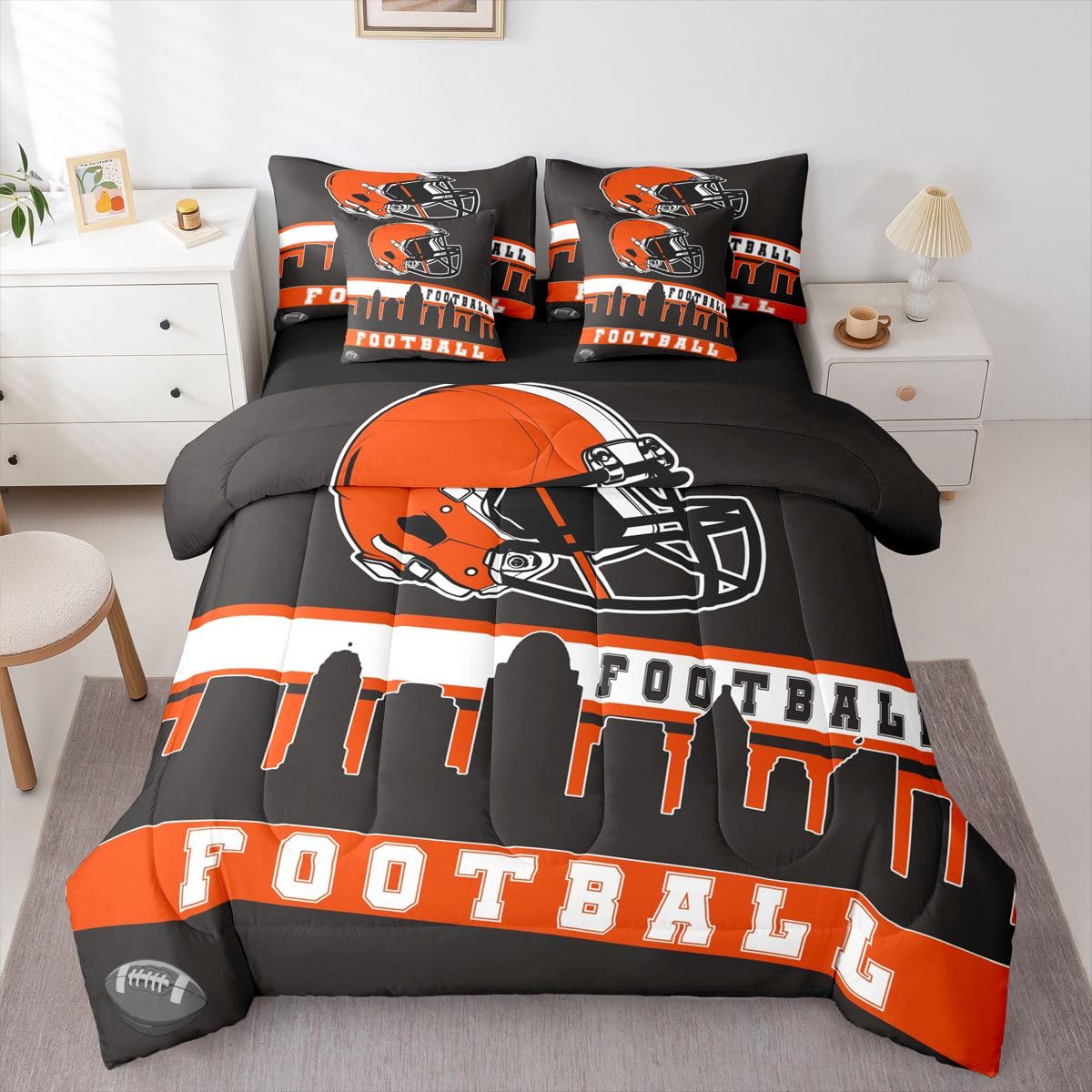 Erosebridal Football City 7 Pcs Comforter Set Football Bedding Young Queen