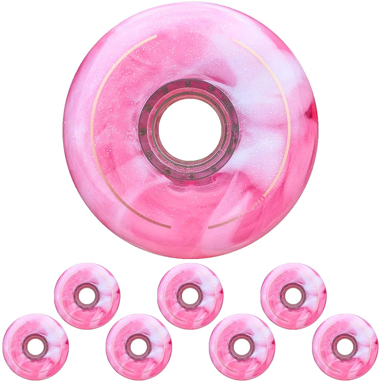 Lot de 8 roues de roller, 72 mm, 76 mm, 80 mm, 86A, de remplacement de qualité supérieure pour roues rollerblade pour Slalom Freestyle Skating