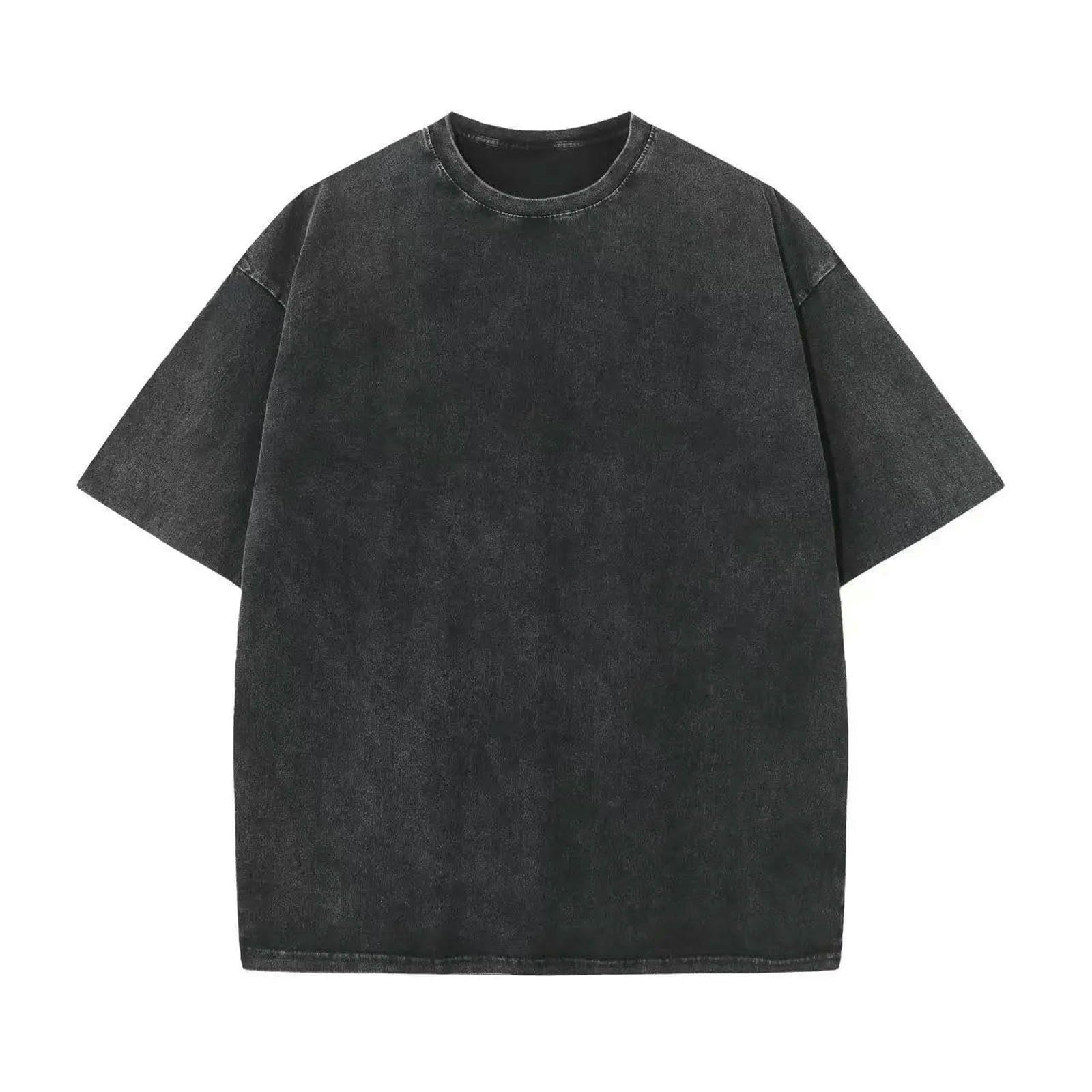 Vintage bawełniana koszulka - Damska koszulka z krótkim rękawem Batik męska Hip Hop Luźna koszula-czarny-l