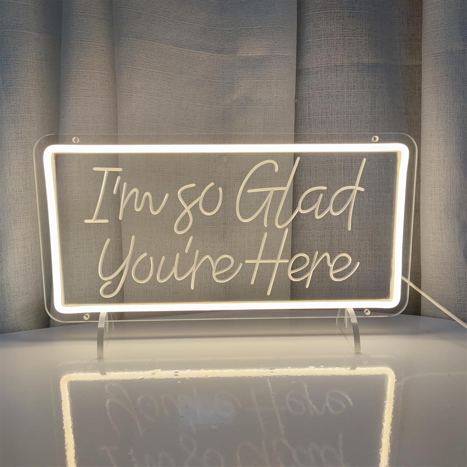 I'm So Glad You're Here Neon Signs for Wall Decor, Dimmable LED Neon Signs for Bedroom, Custom Inspirational Quote LED Neon Light for Salon Bar Home Wall Decor Classroom Decor Party Personalized,SIGNVIA,39*20cm