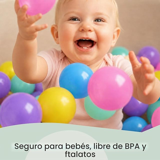 Foto 3 de 8 de LittleTom Desde 0 Meses: 100 Pelotas de Colores 6 cm para Piscina de Bolas - Juego para Bebés, Niños y Niñas