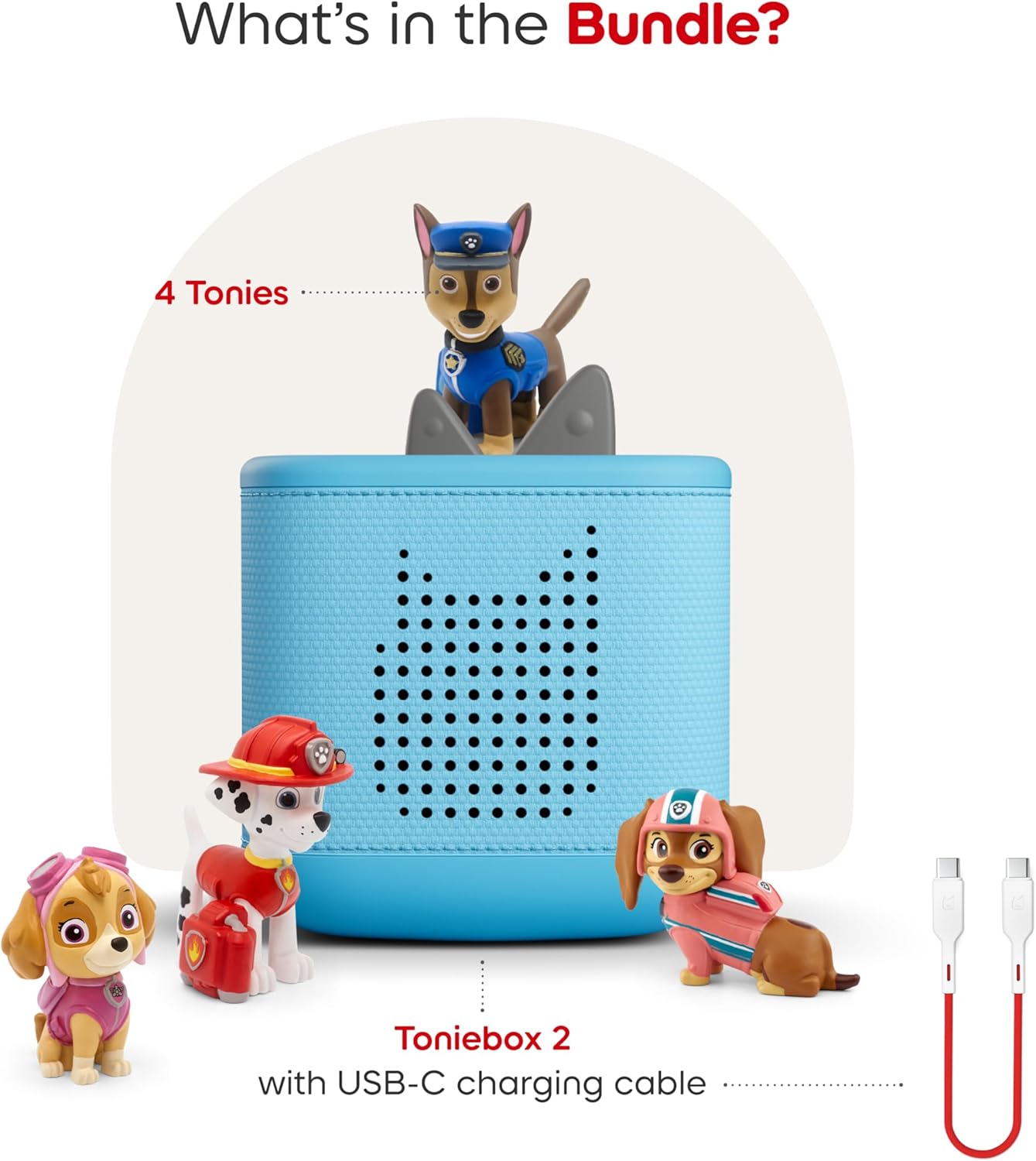 Toniebox 2 Audio Player PAW Patrol Bundle for Kids 3+ with Chase, Marshall, Skye, and Liberty - Sky Blue
