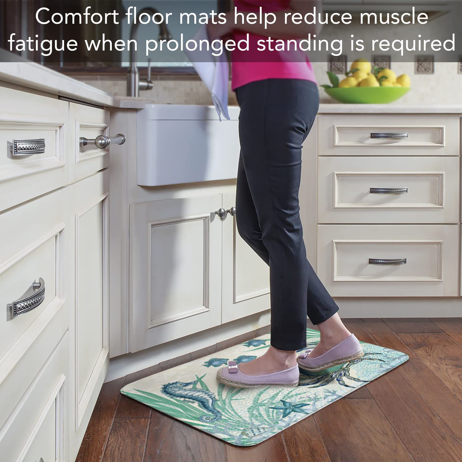 CounterArt Oceana 30” x 20” Decorative Vinyl Comfort Floor Mat Manufactured in The USA, Waterproof, Reduces Muscle Fatigue, Easy to Clean