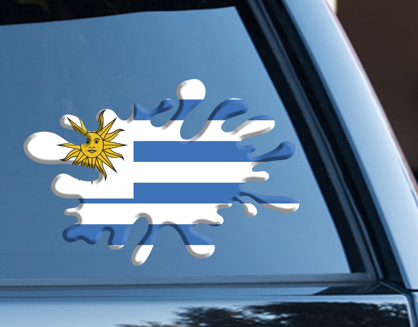 Uruguay Flag Splat 3D Effect Funny Decal Sticker Car, Van, Laptop, Doors or Walls Ideal for Camper Vans, Caravans Cars and Vans National Pride