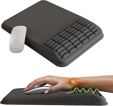 MEKASS Mouse Pad with Wrist Rest, Ergonomic Slope Mousepad for Carpal Tunnel Pain Relief, Memory Foam Desk Computer Wrist Support Mouse Pad with for Office Home Dark Gray