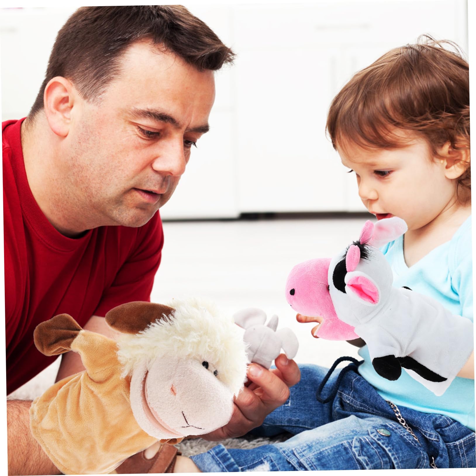 Marionetas de Mano Animales 5 Piezas, Boca Móvil, Juego | Pp Algodón y Felpa Corta, Role-play y Cuentos Antes de Dormir, para Niños y Mamá