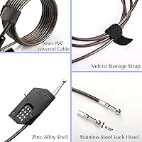 Vista 6 de Adjustable Combination Cable Lock - 6.5ft Steel Cord for Trail Camera, Kayak, Luggage, Suitcase, Helmet - Zinc Alloy, 10,000 Codes, Easy to Use