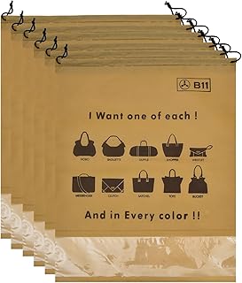 B11 Women handbag covers storage bag dust cover LARGE Size (Set of 6 Pcs) 18X22 Inch, Beige bags with Plastic Clear Window
