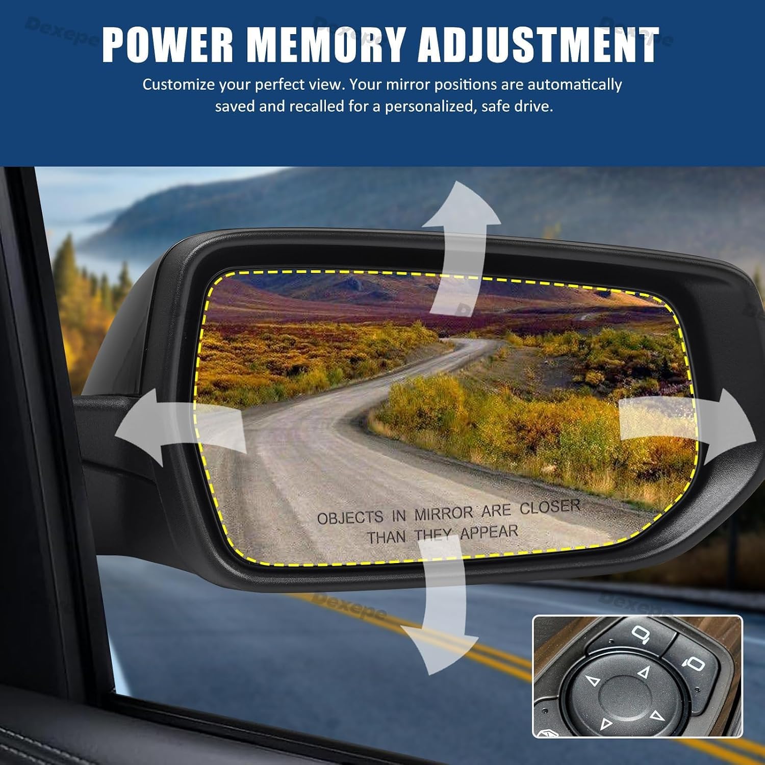 Passenger Side Mirror Assembly Compatible with Chevy Malibu 2016-2022 With Heated, Blind Spot Monitor, Turn Signal, Power Adjustable Memory Glass Black Replace 84785586 84269681 (12 Pin Right)