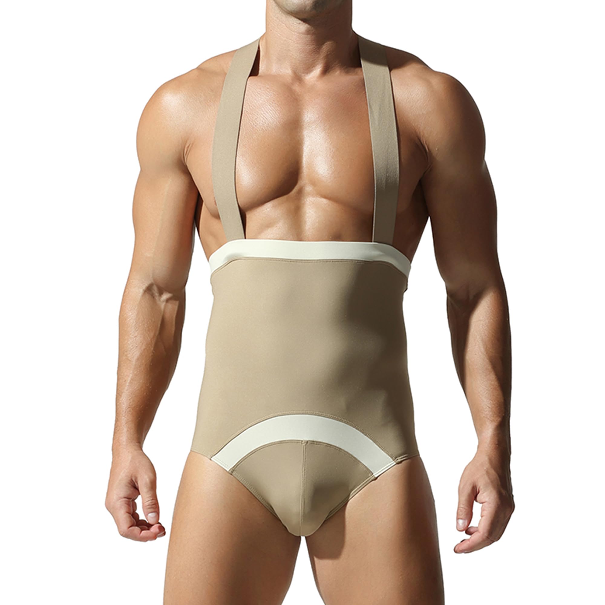 YUFEIDA Men's Sports Shirts Active Undershirts One Piece Boxer Singlet Wrestling Bodywear Active Base Layers Bodysuit