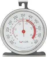 Termômetro de forno de cozinha Taylor 5932, mostrador de 8,2 cm, aço inoxidável, prata