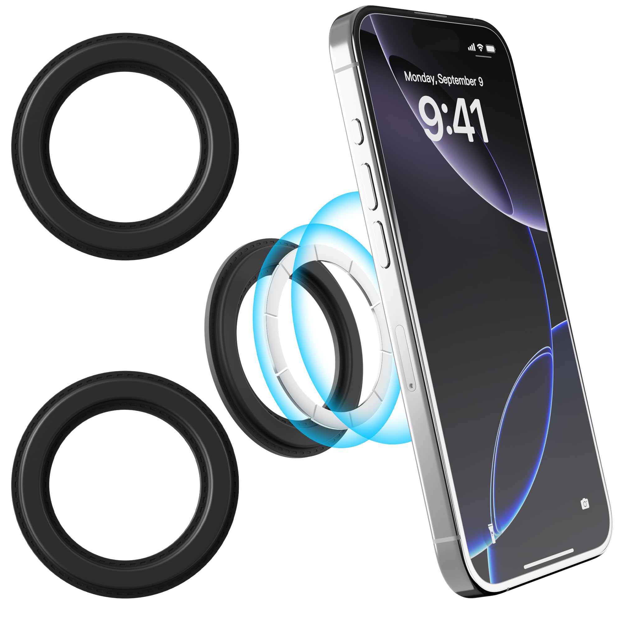 CHARGEWORX Pack of 3 Magnetic Wall Mounts – MagSafe-Compatible Adhesive Phone Holders for Shower, Bathroom, Kitchen, Mirror, Gym & Home – Strong Grip,
