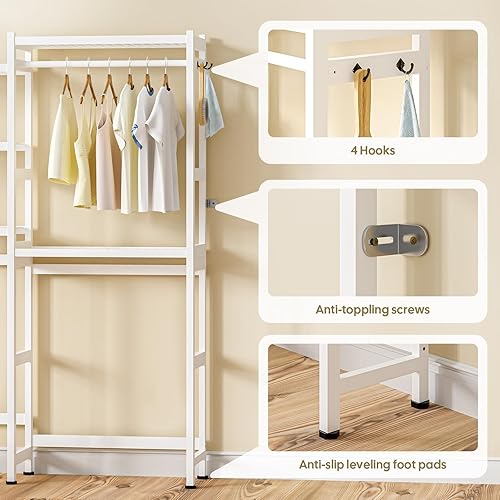 Miniatura 4 de Estante de Almacenamiento sobre Lavadora y Secadora de Bambú, Perchero de Secado de Cuarto de Lavado de 5 Niveles con Estantes Ajustables y 4