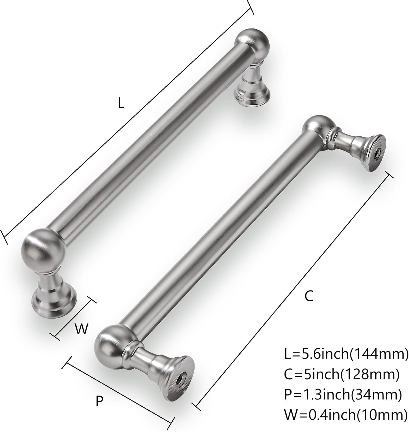 khtumeware 2 Pack 5 Inch Hole Center Brushed Satin Nickel Cabinet Pulls Heavy Duty Solid Cabinet Handles cabinets Dressers Kitchens Handles Bathroom cabinets image 2