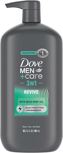 Dove Men+Care Body and Face Wash Invigorating Revive 3N1 with Tea Tree Oil, with 24-Hour Nourishing Micromoisture Technology, 30 oz