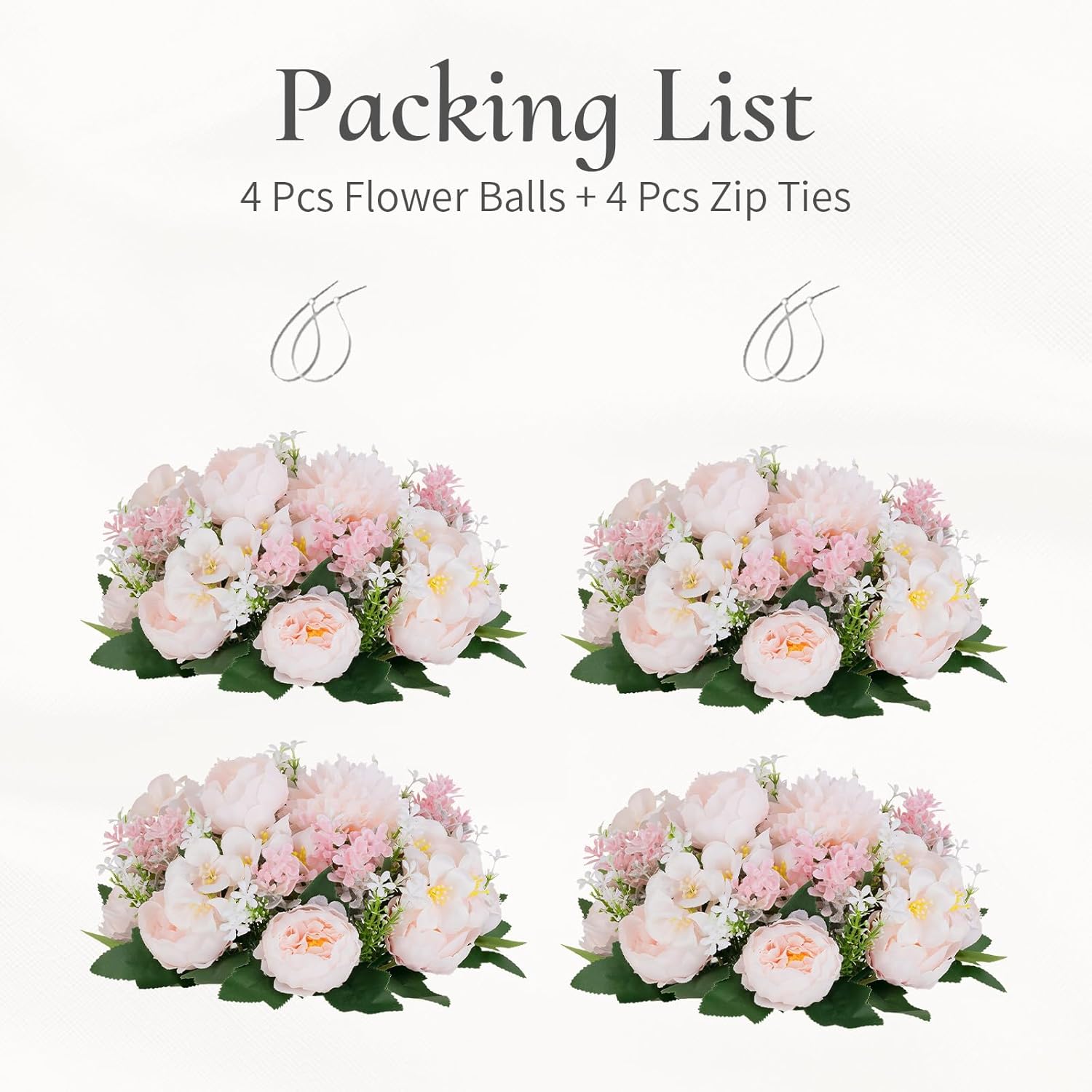 Flower Balls Centerpieces for Tables: 4 PCS Pink Flowers for Centerpieces Floral Arrangements Centerpiece for Wedding Party Celebration Home