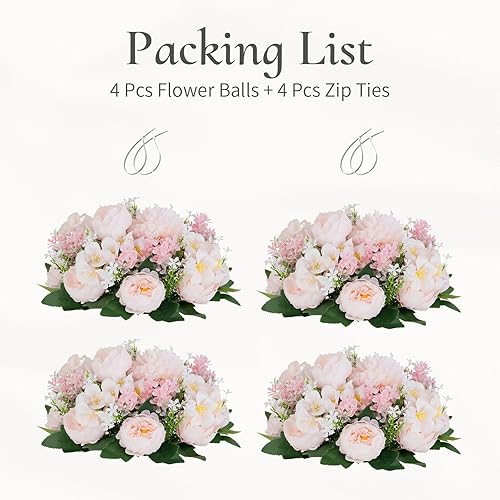 Miniatura 57 de Centros de mesa de bolas de flores para mesas: 10 piezas de flores blancas para centros de mesa, arreglos florales, centro de mesa para boda
