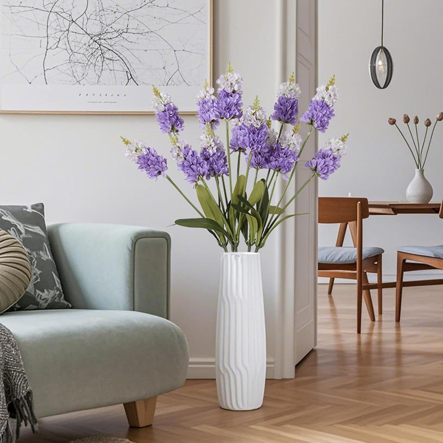 Silk Snapdragon Artificial Flowers 5PCS Purple Hyacinth Fake Flowers 34" Long Stem Silk Delphinium Flower for Wedding Floral Arrangements Table Centerpiece Party Outdoor Home Decor(Purple) - Image 6