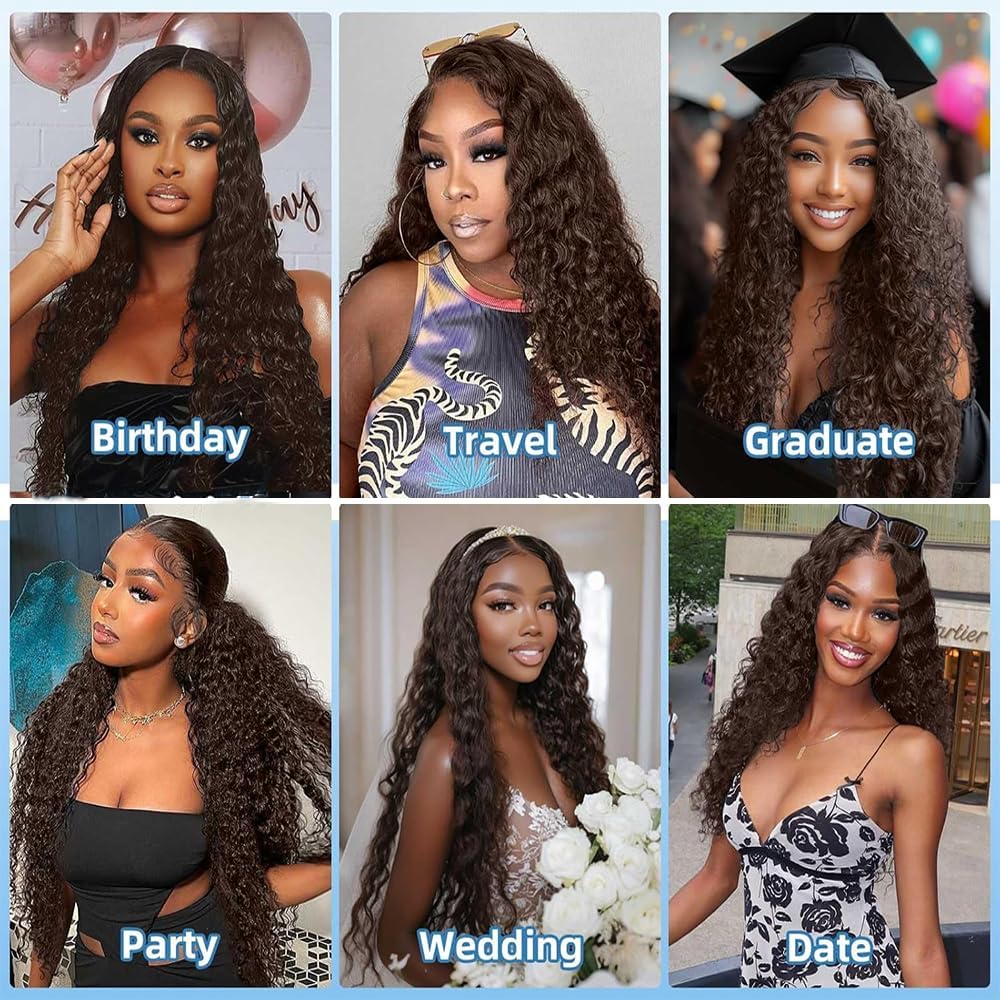 30 32 34 inch Color #4 Human Hair Bundle Chocolate Brown Kinky Curly 3 Bundles 10A Real Brown Kinky Curly Human Hair Extensions #4 Color 160g image 2