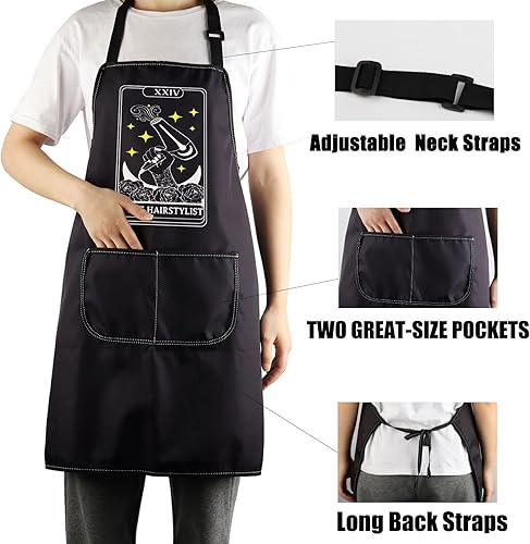 Miniatura 3 de CENWA Delantal de peluquería para estilistaesteticista Tarot Salon Delantal con bolsillo Delantal ajustable para peluquero Delantal