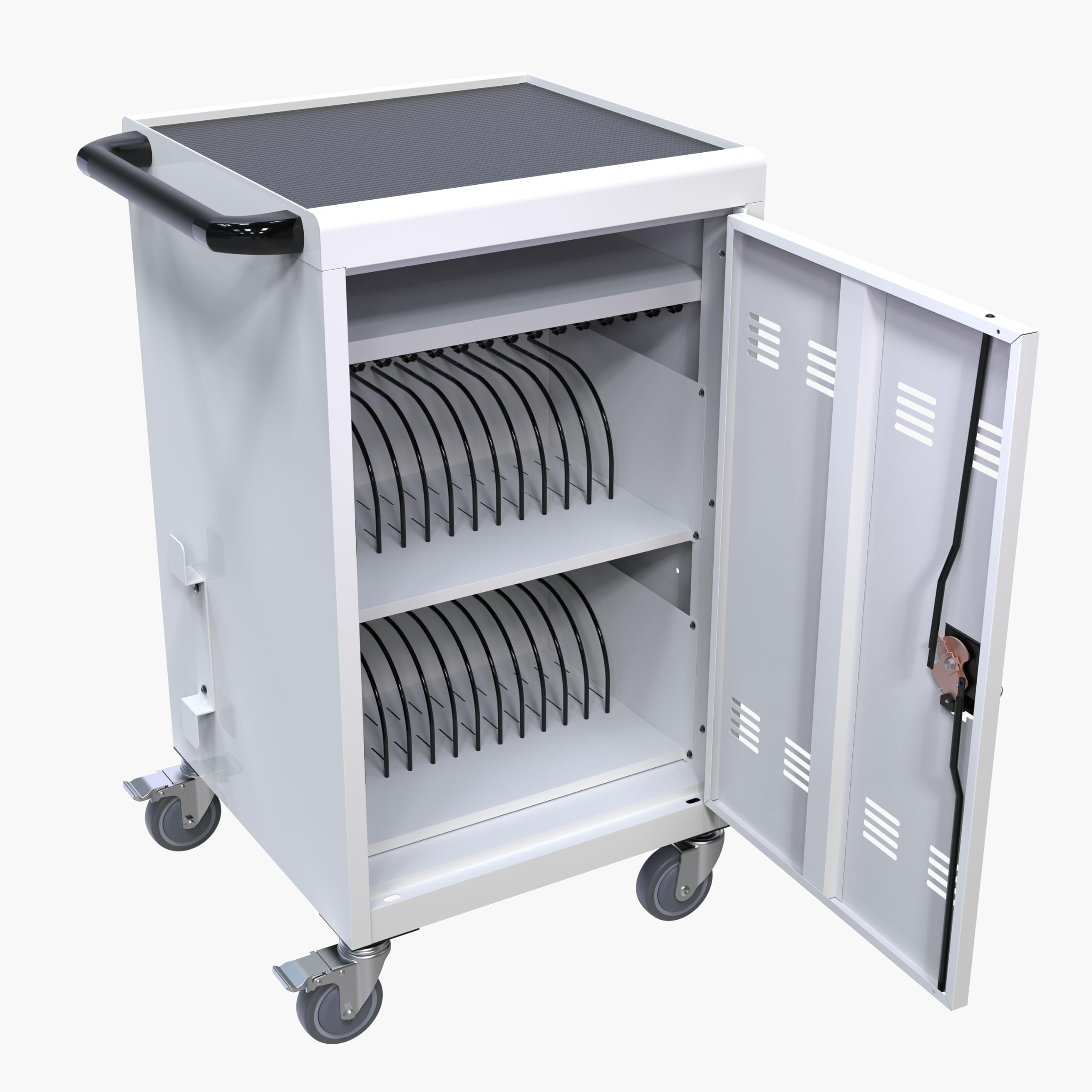 32 Device Charging Cart, Laptop and Tablet Storage Cart, Holds Up to 16.3" with Cord Management, Front and Rear Access Locking, Desktop Charging and