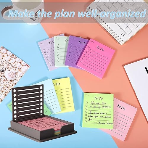 Miniatura 5 de Plantilla de notas adhesivas con notas Post It, dispensador de notas adhesivas de 3 x 3 pulgadas con plantilla, organizador de bloc de notas con