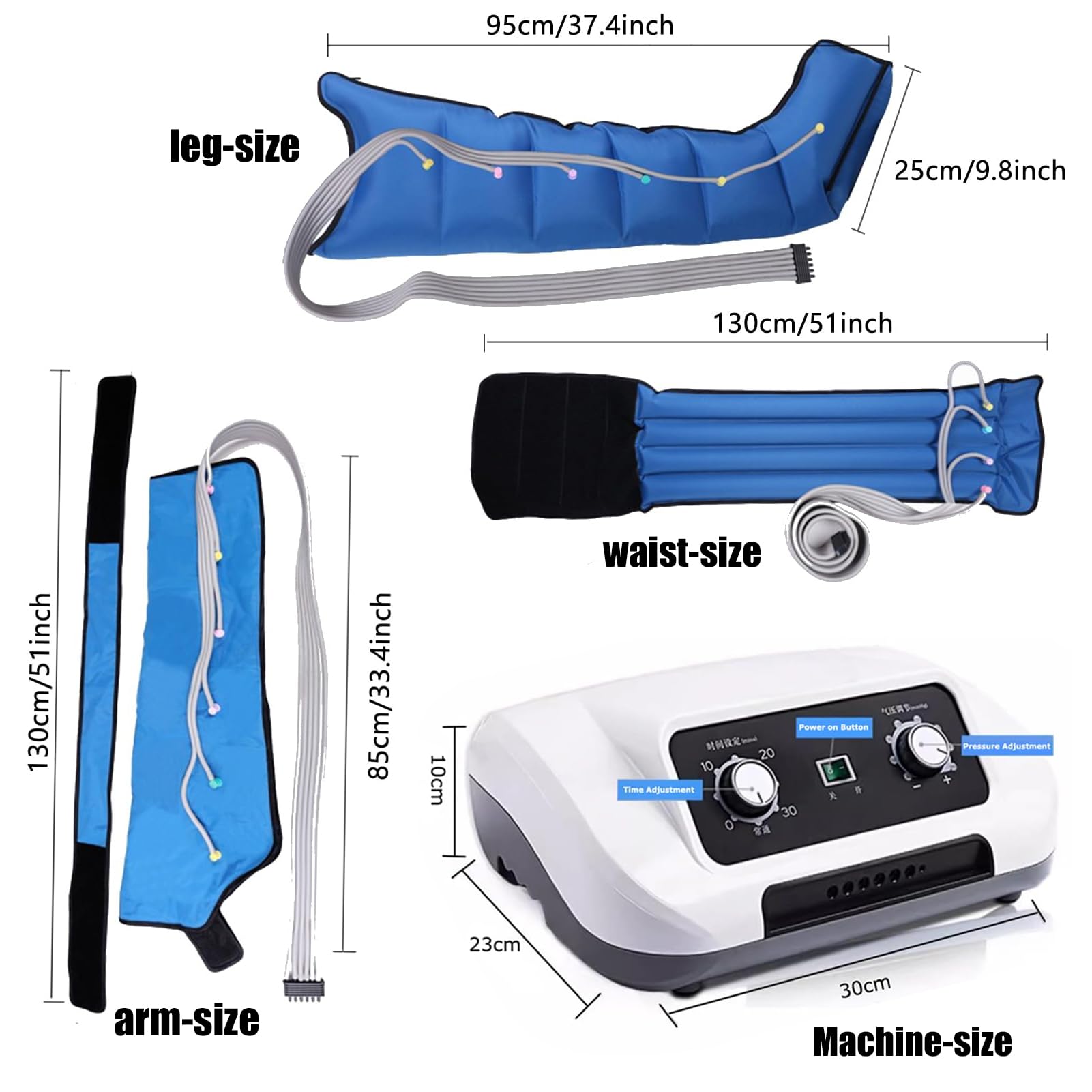 Dispositivo per massaggio alle gambe a onde pneumatiche a 8 cavità, stivali per pressoterapia, strumento per il rilassamento di tutto il corpo, vita, braccia e gambe, stivali a compressione con s