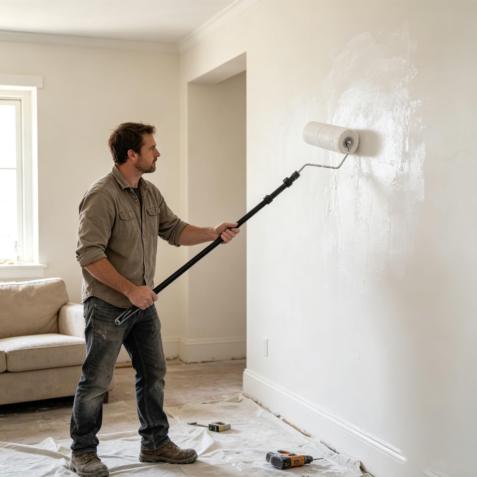 Bastone Telescopico Alluminio, Palo Telescopico Multiuso | Filettatura Universale, Albero Robusto, Impugnatura Antiscivolo per Pittura, Spolvero, Tergivetro e Scopa(2m/6.6ft)