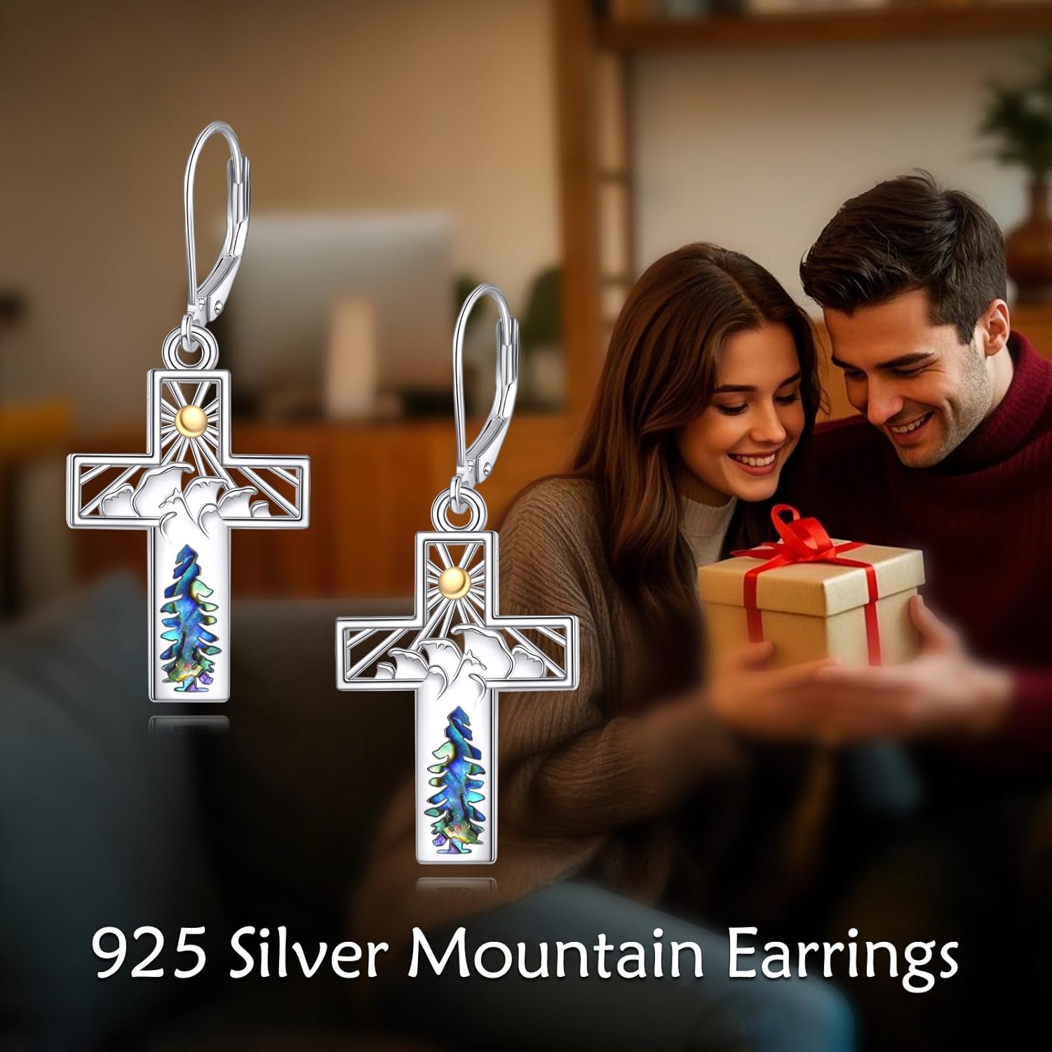 YFN Cross Earrings Sterling Silver Abalone Shell Mountain Dangle Drop Earrings Jewelry Gifts for Women - Image 6