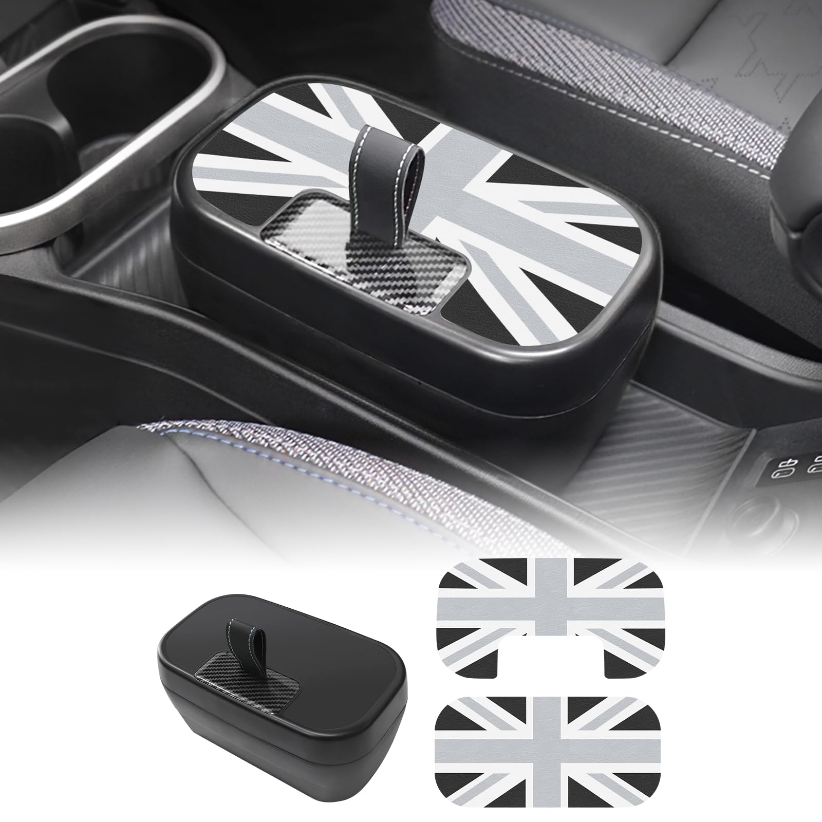 Scatola portaoggetti console centrale Vassoio organizer bracciolo per Mini Cooper S F65 F66 2024 2025 Accessori cambio automatico Vano portaoggetti nella console centrale Mini accessori (Grigio
