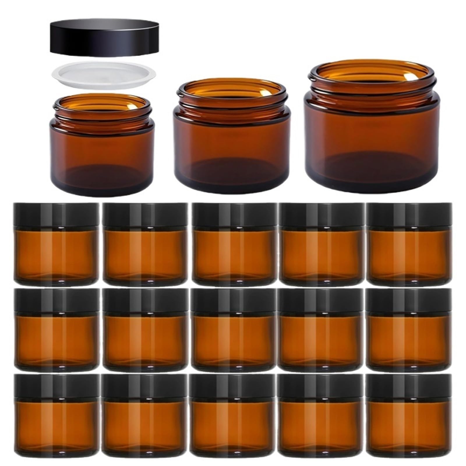 Face cream dispensing jar 15pcs Amber Glass Cosmetic Jars Empty Round Sample Container With Inner Liners(5ml)