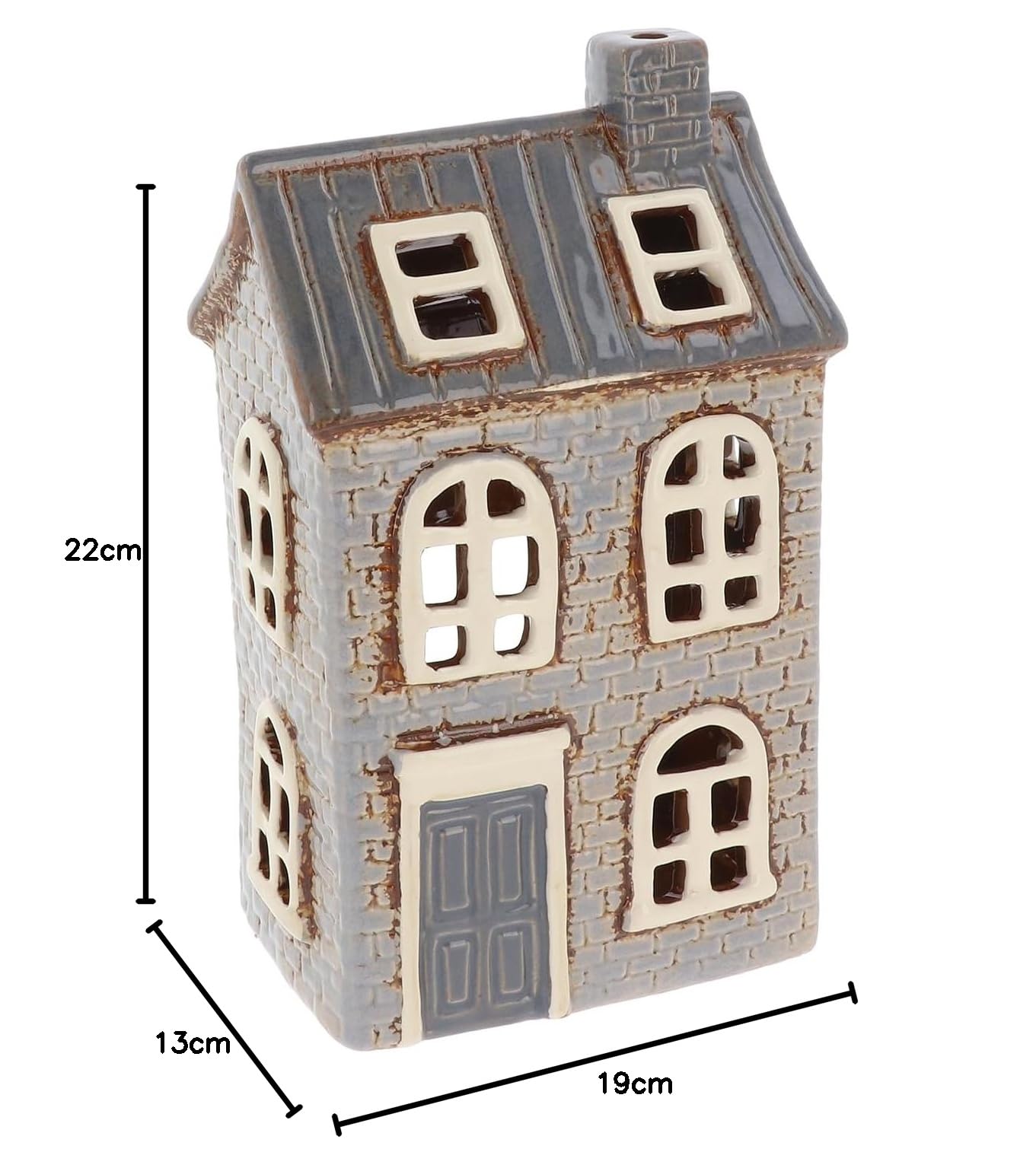 Shudehill Articoli da regalo - Portacandela in ceramica della linea Village Pottery, Case di mattoni grigio neutro, collezione: Chateau a mattoncini, Lilla, o Casa a mansarda (Mattoni Lilla)