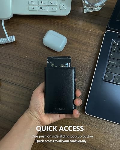 Miniatura 2 de POSKOU Pop up Slim Credit Card Holder Wallet RFID Blocking Smart Metal Cards Wallet for Men