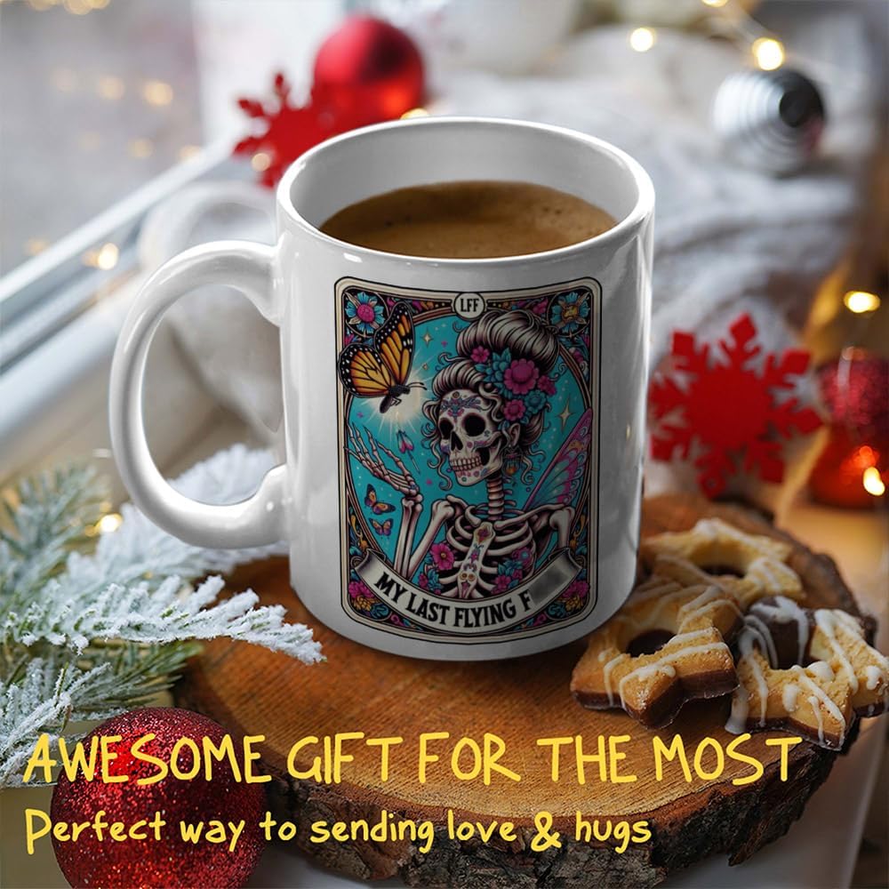 My Last Flying Tarot Card Skull Coffee Mug Gifts for Women - Sarcastic Witchy Gifts for Girl Woman - Spooky Valentine Gift - Christmas Skull Cup - Funny Goth Gift for Mom - Image 5