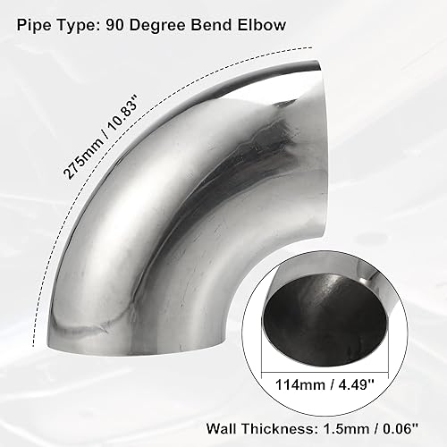 Miniatura 10 de X AUTOHAUX 2 unids OD 4 pulgadas 90 grados mandril curva codo SS304 tubo de acero inoxidable tubo de escape codo tubo de escape para coche sistema