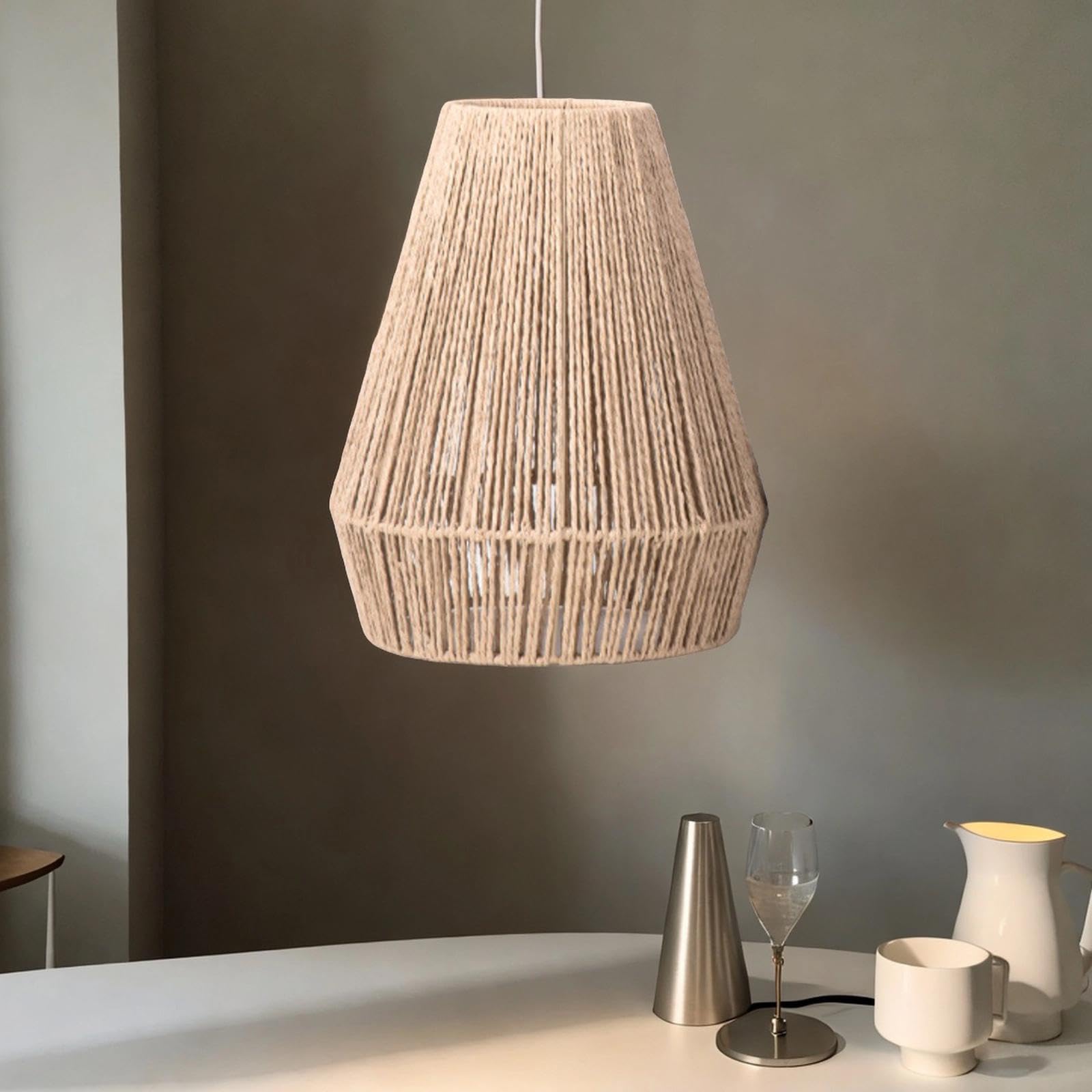 MagiDeal Lampenschirm-Lichtschirm, Elegante Dekoration, handgefertigter Ersatz-Lampenschirm aus gewebtem Seil, Deckenlaternenabdeckung für Bauernhaus,
