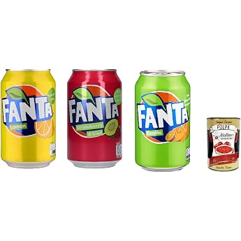 72 x Fanta Lemon - Strawberry & Kiwi - Exotic - Sleek 330 ml Soft Drink, Soft Drink 330 ml + Italian Gourmet Polpa 400 g
