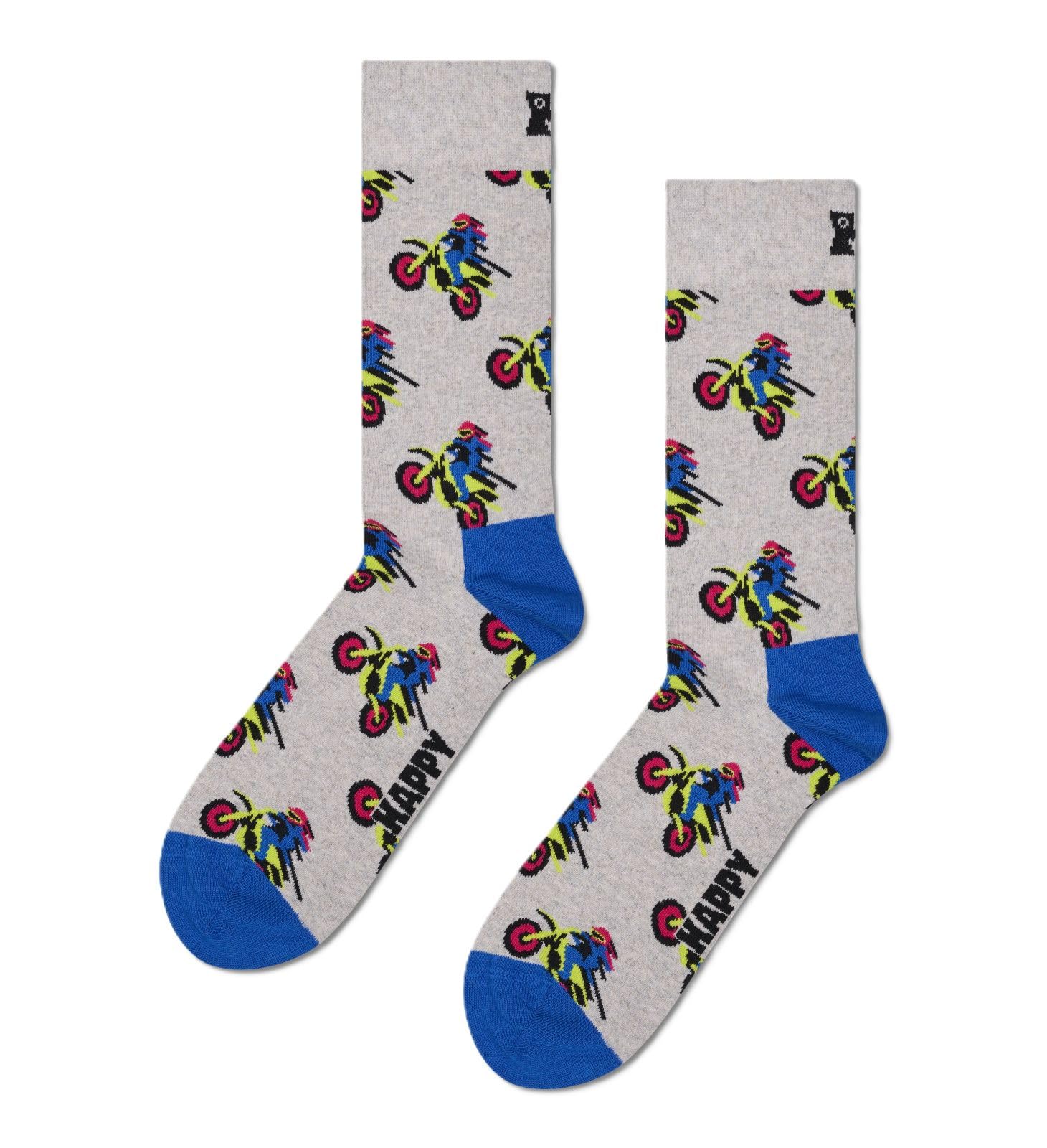 Happy Socks Motor Bike Sock, Grey, 41-46