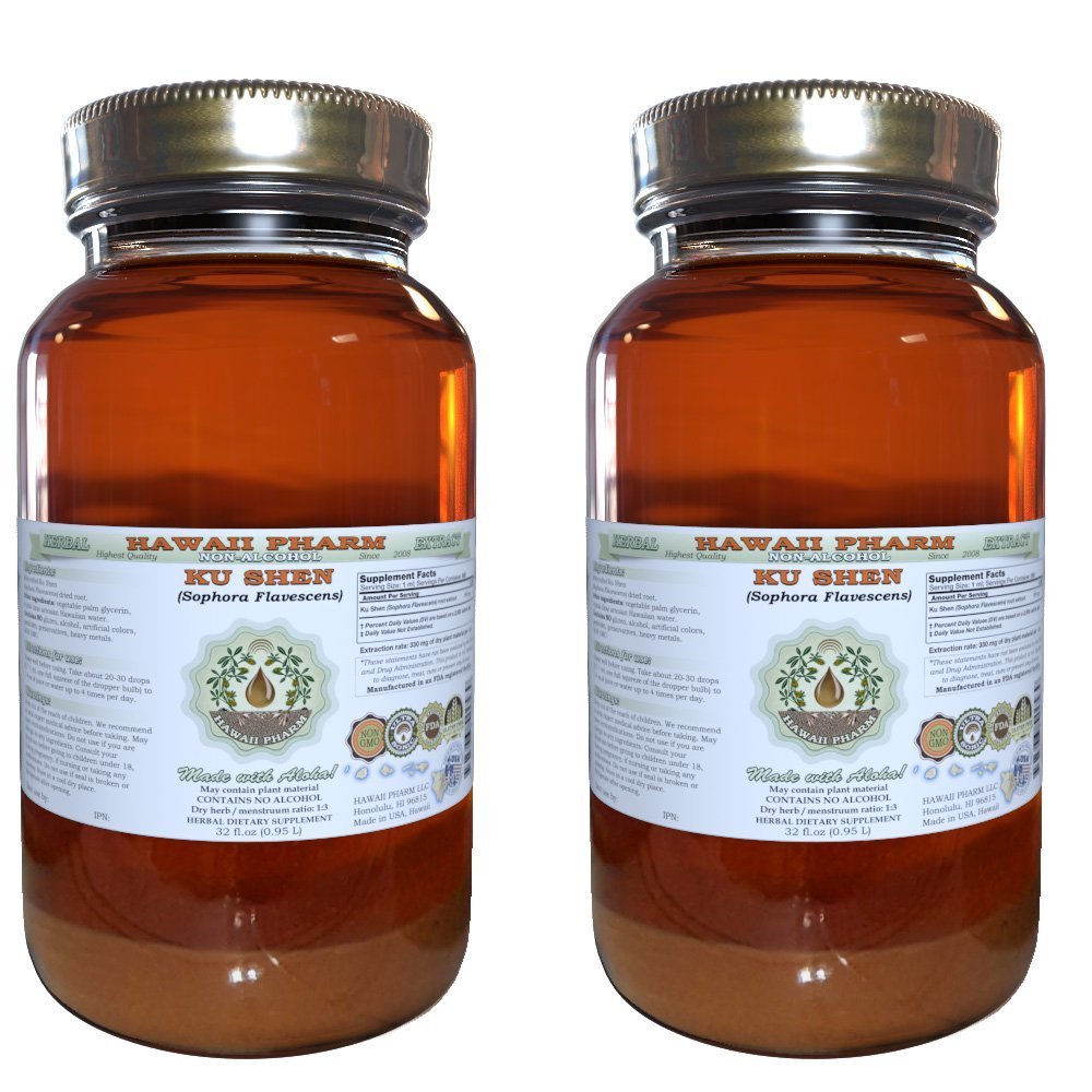 Ku Shen Alcohol-Free Liquid Extract Ku Shen Sophora Sophora Flavescens Root Glycerite Hawaii Pharm Natural Herbal Supplement 2x32