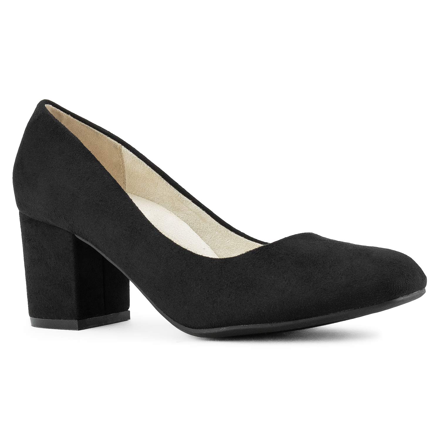 RF ROOM OF FASHION Women's True Wide Width Classic Chunky Heel Dress Pumps - Plus Size Friendly