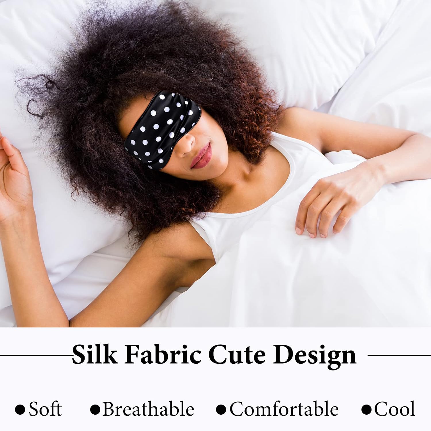 4 Pieces Silk Dot Sleep Mask Eye Mask Dot Blindfold with Adjustable Strap, Soft Dot Silk Eye Cover for Women Men, Eyeshade Mask Satin Night Blindfold Cover (Black, Purple, Green, Dark Blue)