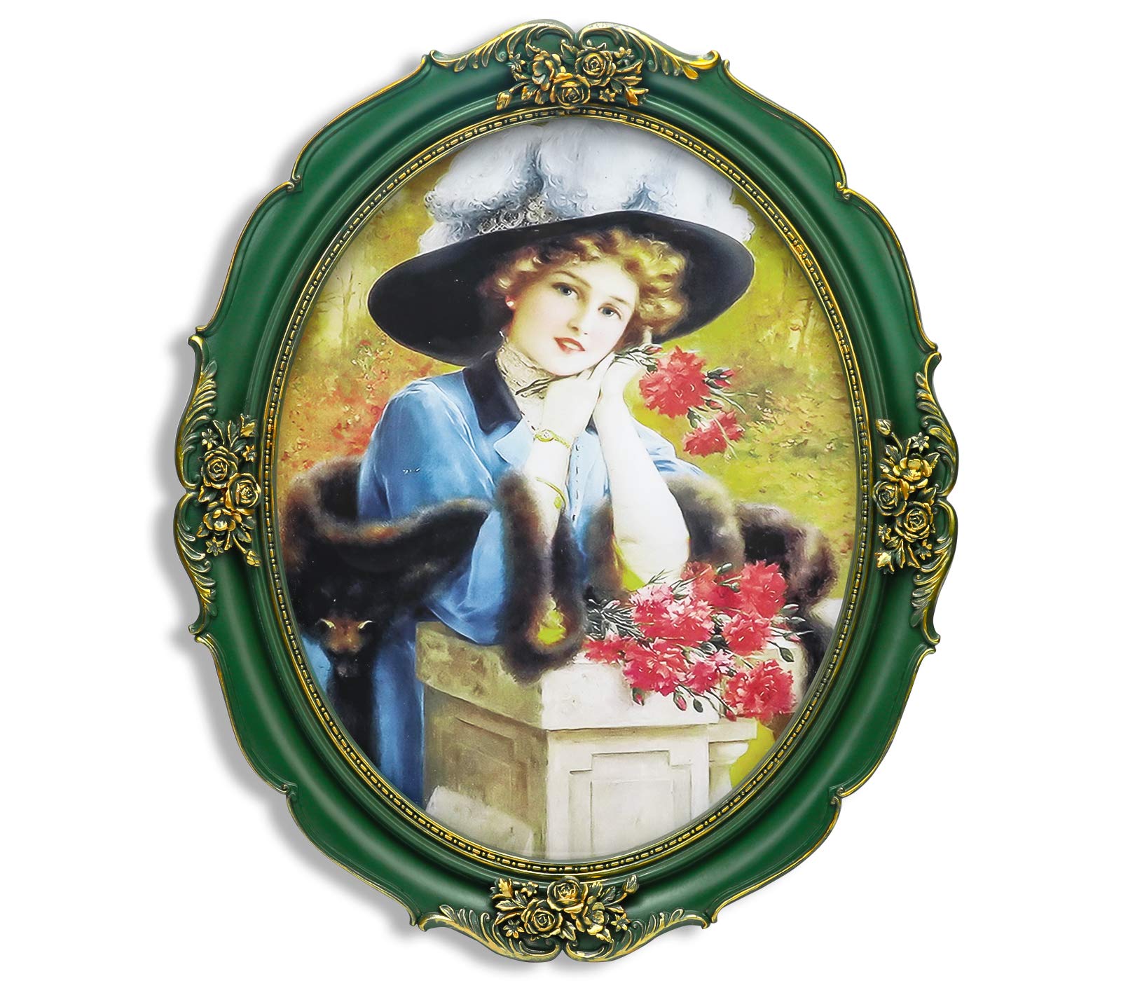 11x14 Oval Picture Frame Vintage Photo Frames Baroque with Glass Front for Home Decorative, Luxury Photo Display, Wall Mounting