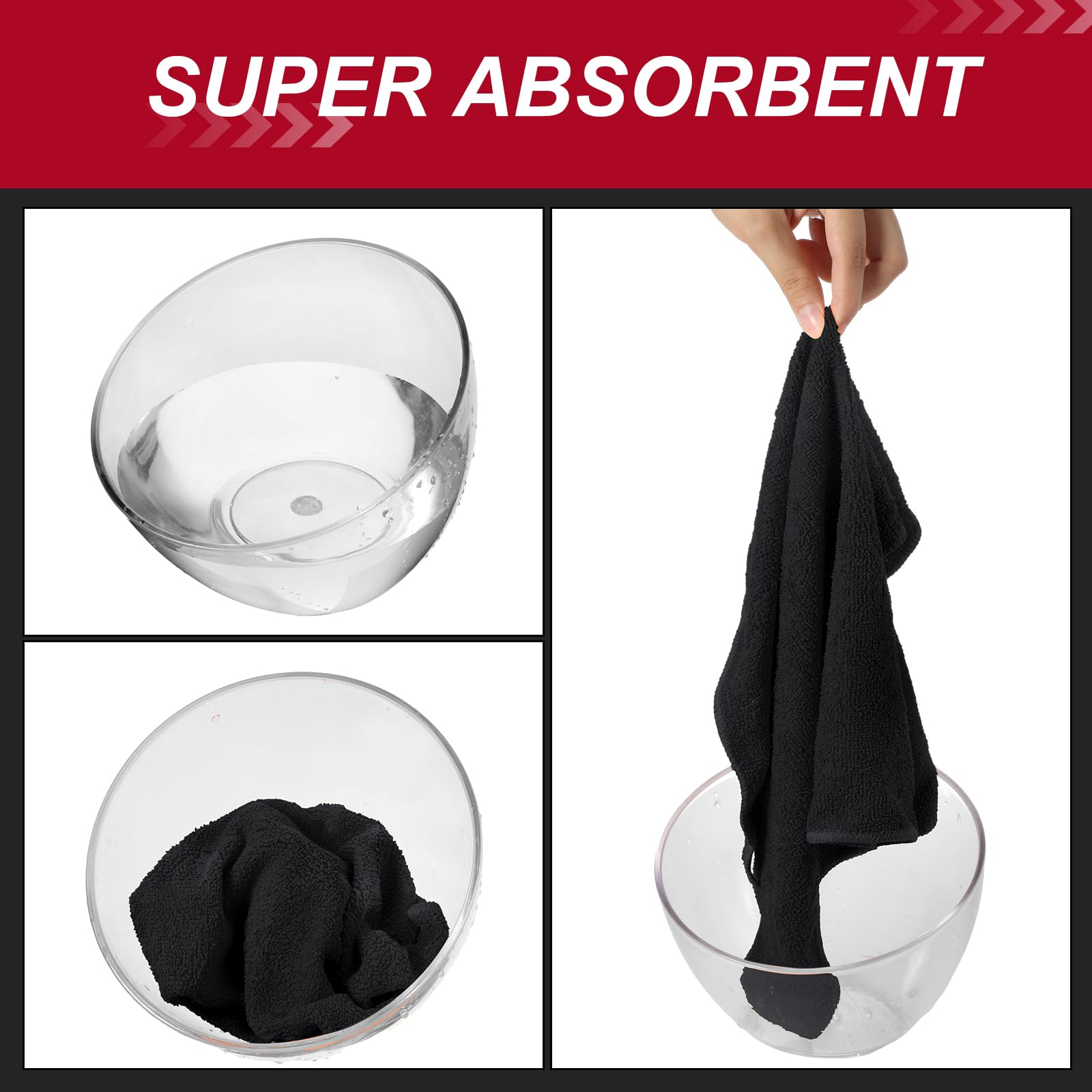 Oudain 200 Pcs Microfiber Cleaning Cloth 16x16 Inch Microfiber Towels for Car Ultra Absorbent Cleaning Rags Reusable Lint — view 3