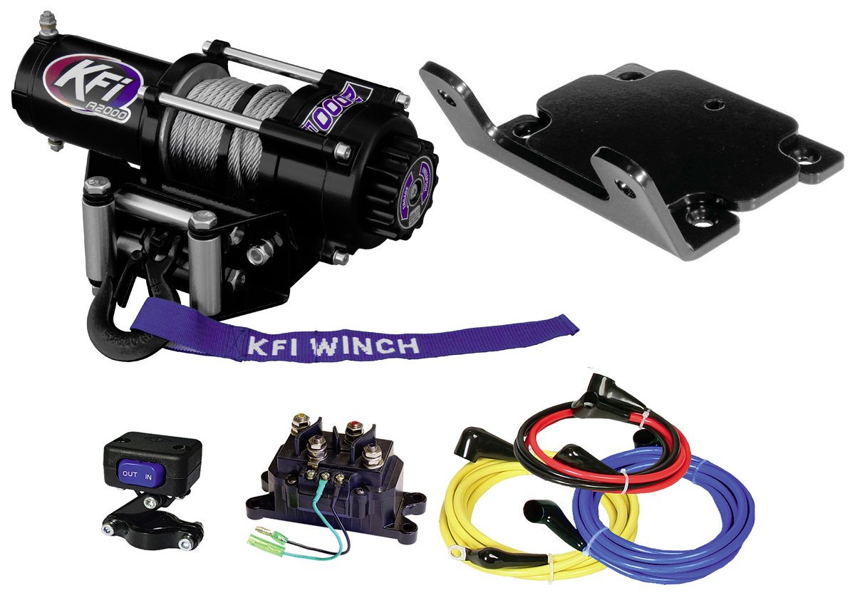 KFI Combo Kit - A2000 2000 lb Winch Winch Mount - Compatible/Replacement for 2007-2014 Yamaha Grizzly 350/400/450