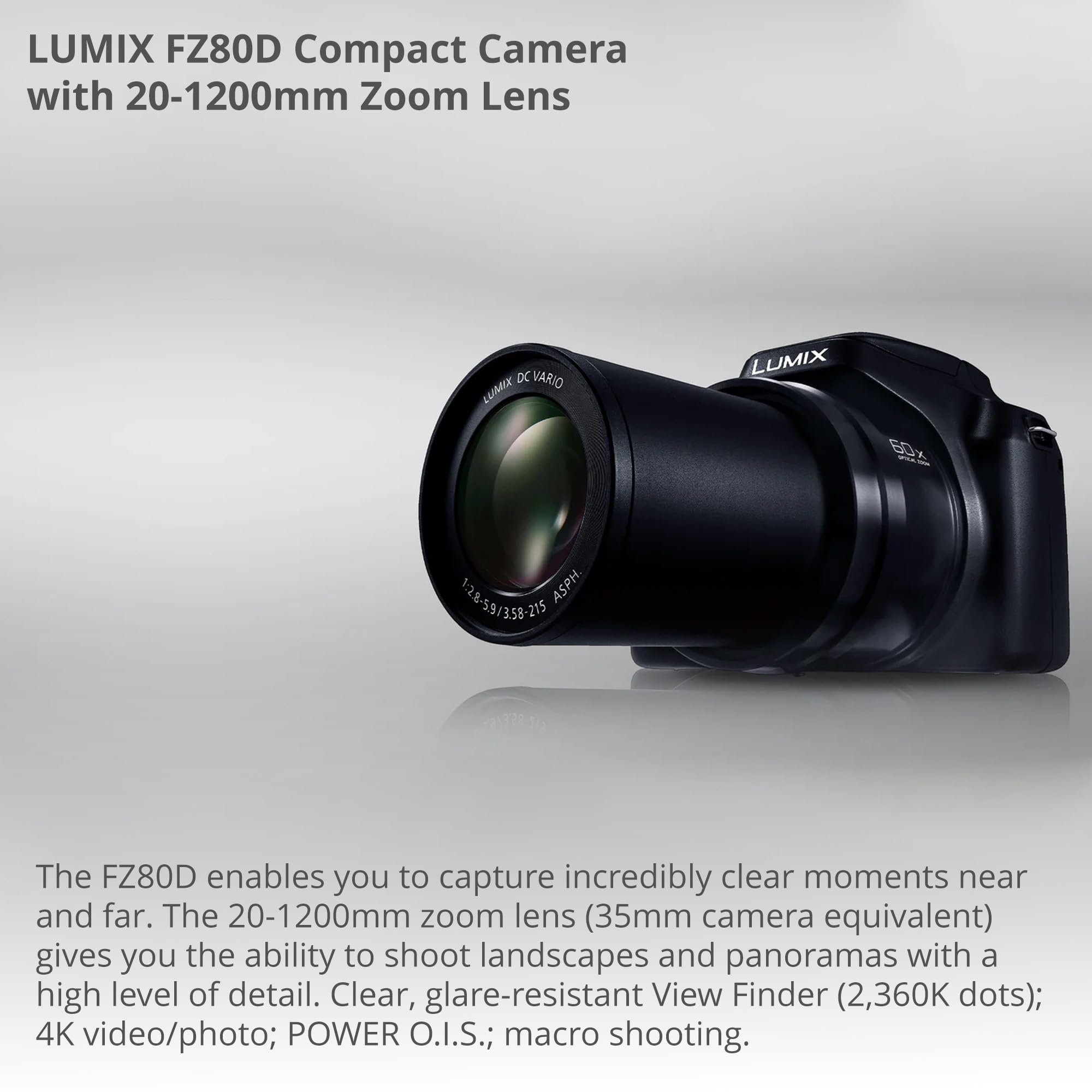 Amazon.com : Panasonic LUMIX FZ80D 20-1200mm Zoom Lens Point and