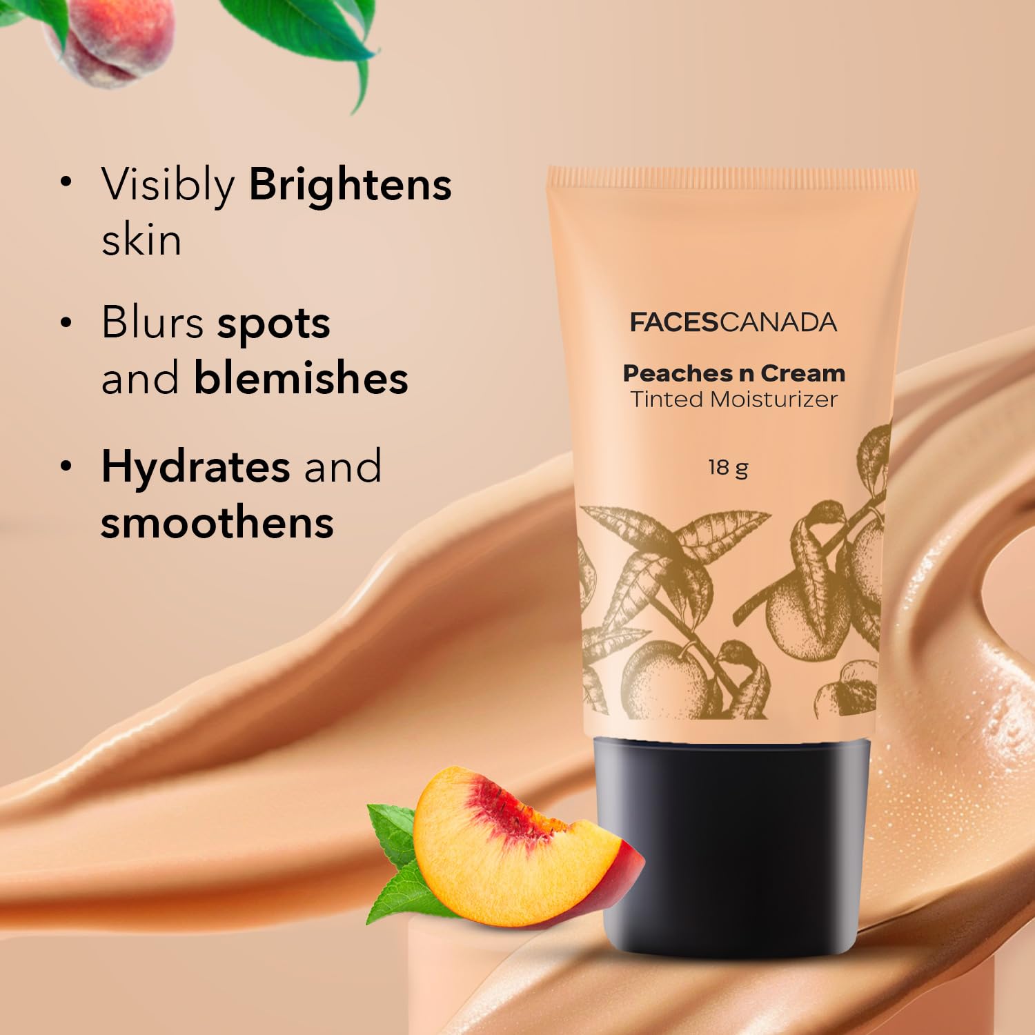 FACES CANADA Peaches N Cream Tinted Moisturizer - Light 01, 18 g | Soft Peachy, Natural Glow | Lightly Tinted BB Cream | Non Oily Lightweight Gel Formula | Blends Easily | Suitable For All Skin Types 3