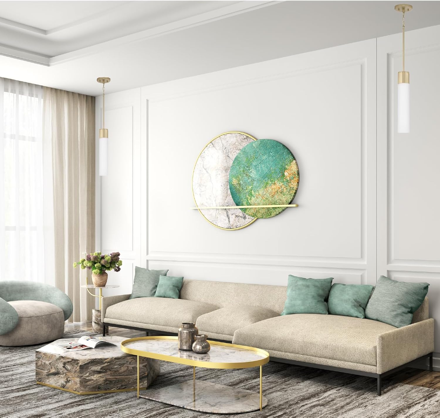 Capital Lighting 346211SF Sutton Transitional Soft White Glass Mini Cylinder Pendant Ceiling Light Fixture, 1-Light 100 Watt, 17" H x 3" W, Soft Gold