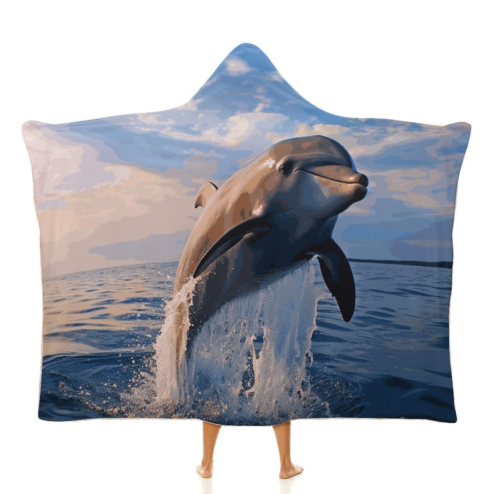 Couverture à capuche dauphin idée cadeau originale pour petit et grand